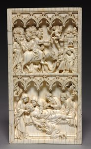 Diptichon jelenetekkel Krisztus életéből jobb szárny: Belépés Jeruzsálembe és síremlék, c. 13 alkotó: Unbekannt