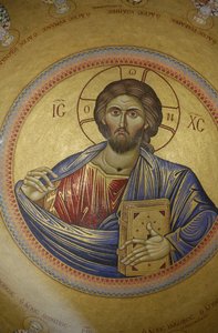 A Katholikon görög ortodox templom kupolája a Szent Sír templomban, Jeruzsálem, Izrael alkotó: Unbekannt