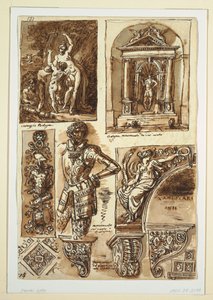 Rajz, Tanulmánylapok a bolognai emlékművek után, 1811–14 alkotó: Unbekannt
