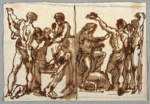Rajz, Salamon ítélete; Marsyas nyúzása, kb. 1820 alkotó: Unbekannt