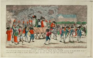 Effigy Burning of Klinglin, Heymann és Bouille 1791. június 25-én Strasbourgban, 1791. alkotó: Unbekannt