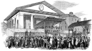 Választási összejövetel Covent Gardenben a westminsteri választások idején, London, 1852 alkotó: Unbekannt