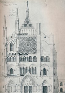 A North Transept magassága, Westminster Abbey, Wrens-kivágással a helyreállítási terv látható alkotó: Unbekannt