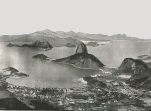 Bejárat az öbölbe Corcovado csúcsáról, Rio de Janeiro, Brazília, 1895. alkotó: Unbekannt