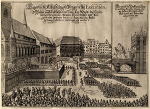 27 protestáns vezető kivégzése a prágai Óváros téren 1621. június 21-én alkotó: Unbekannt