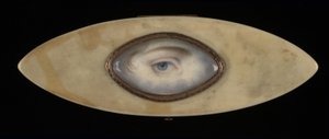 Szemminiatűr egy elliptikus elefántcsont dobozon, kb. 1800. alkotó: Unbekannt