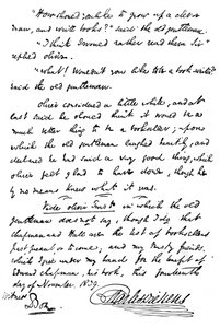 A Pickwick Papers, 1839, 1912 egy példányában található felirat fakszimile alkotó: Unbekannt