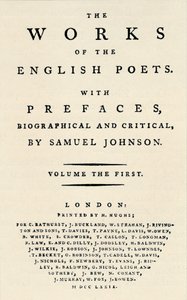 A The Works of the English Poets első kiadásának fakszimile címlapja, amely Johnsonokat tartalmaz alkotó: Unbekannt