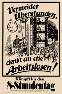 Küzdelem a nyolcórás munkanapért, c. 1925. alkotó: Unbekannt