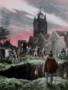 Egy tömegsír megtöltése éjjel a londoni pestisjárvány idején, 1665 alkotó: Unbekannt