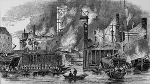 Tűz a Toppings Wharfnál, London Bridge, 1843, c1843, 1912. alkotó: Unbekannt