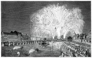 Tűzijáték a hídon, Párizs, 1754, 1885 alkotó: Unbekannt