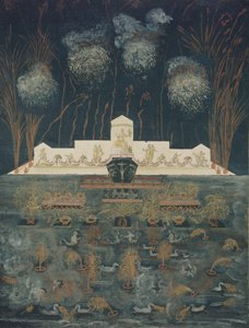 Tűzijáték és világítás az abói békeszerződés alkalmából 1743. szeptember 15-én, XVIII. század közepe. alkotó: Unbekannt