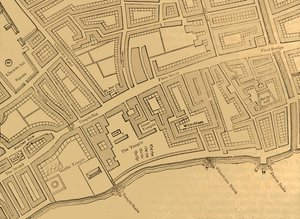 Fleet Street, The Temple stb., London térképéről, 1720-ban, 1897-ben. alkotó: Unbekannt