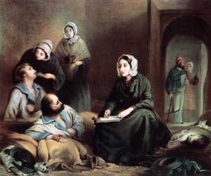 Florence Nightingale, brit ápolónő és kórházreformátor, a Scutari Kórházban, Törökországban, 1855 alkotó: Unbekannt