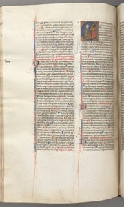 Fol. 227v, 80. zsoltár, történeti kezdetű E, Dávid poklok harangjátékát üti, kb. 1275-1300. alkotó: Unbekannt