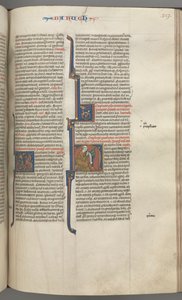Fol. 317r, Báruk, historikus kezdetű H, Báruk íróasztalnál ül, és egy tekercsre ír, c. 1275-1300. alkotó: Unbekannt