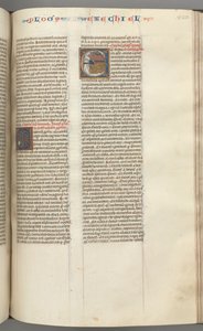 Fol. 320r, Ezechiel, történeti kezdetű E, egy alvó Ezékiel a négy fenevadról szóló látomásával. alkotó: Unbekannt