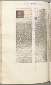 Fol. 368v, Malakiás, történeti kezdetű O, Malakiás tekercsben ül, c. 1275-1300. alkotó: Unbekannt