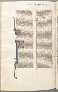 Fol. 454v, Thesszalonikai levél I, történetíró kezdeti P, Pál karddal és könyvvel ülve..., c. 1275-13 alkotó: Unbekannt