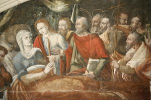 Fontevrault (Fontevraud) apátsági káptalani festmény : Thomas Pot festette Mary halálát (részlet) 1563 körül, Fontevraud, Franciaország alkotó: Unbekannt