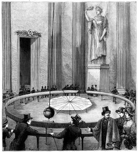 Foucault ingájával demonstrálja a Föld forgását, Párizs, 1851 1887 alkotó: Unbekannt