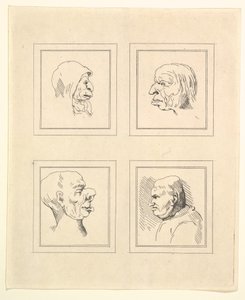 Négy fej Leonardo da Vinci Characaturasból, Wincelslaus Hollar rajzaiból, o..., 1786. alkotó: Unbekannt