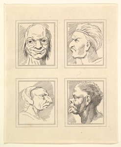 Négy fej Leonardo da Vinci Characaturasból, Wincelslaus Hollar rajzaiból, o..., 1786. alkotó: Unbekannt