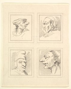 Négy fej Leonardo da Vinci Characaturasból, Wincelslaus Hollar rajzaiból, o..., 1786. alkotó: Unbekannt