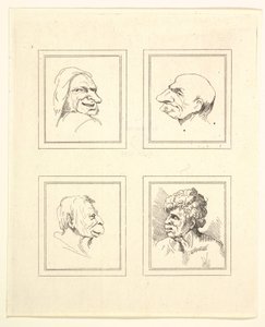 Négy fej Leonardo da Vinci Characaturasból, Wincelslaus Hollar rajzaiból, o..., 1786. alkotó: Unbekannt