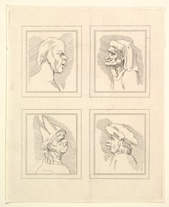 Négy fej Leonardo da Vinci Characaturasból, Wincelslaus Hollar rajzaiból, o..., 1786. alkotó: Unbekannt