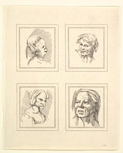 Négy fej Leonardo da Vinci Characaturasból, Wincelslaus Hollar rajzaiból, o..., 1786. alkotó: Unbekannt