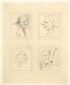 Négy fej Leonardo da Vinci Characaturasból, Wincelslaus Hollar rajzaiból, o..., 1786. alkotó: Unbekannt