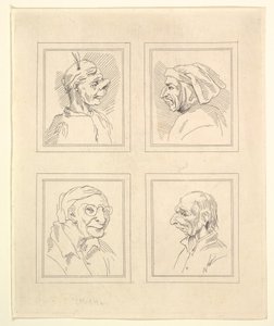 Négy fej Leonardo da Vinci Characaturasból, Wincelslaus Hollar rajzaiból, o..., 1786. alkotó: Unbekannt
