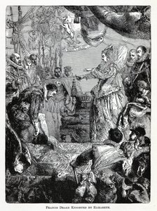 Francis Drake-et Elizabeth lovaggá ütötte, 1882 alkotó: Unbekannt