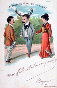 Francia házasságtörés karikatúra képeslap, c1900 alkotó: Unbekannt