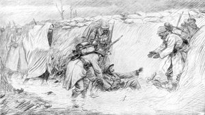 Francia katonák a sárba esés vicces oldalát látva, I. világháború, 1916, 1926 alkotó: Unbekannt