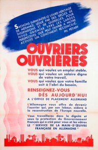 Francia munkások Németországért plakát, c1942-1944 alkotó: Unbekannt