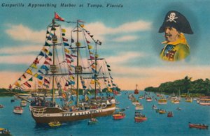 Gasparilla Apporoaching kikötő Tampában, Floridában, 1940-es évek alkotó: Unbekannt