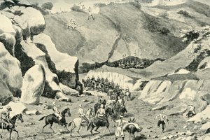 Roberts tábornok... Ghilzaik megtámadták a Shutargardan-hágóban, 1879. szeptember 27., 1901. alkotó: Unbekannt