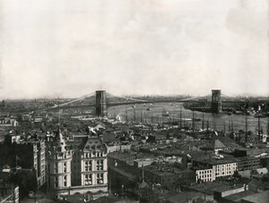 Általános nézet a Brooklyn Bridge-ről, New York, USA, 1895. alkotó: Unbekannt