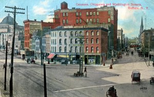 Genesse, Chippewa és Washington Streets, Buffalo, New York, USA, 1910 alkotó: Unbekannt