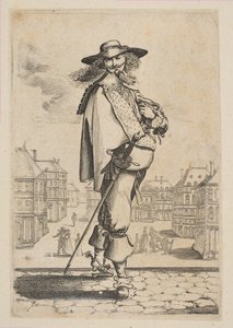 Úriember karddal néhány épület előtt, 1629. alkotó: Unbekannt