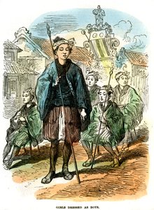 Fiúnak öltözött lányok, újévi felvonulás Jokohamában, Japánban, 1872 alkotó: Unbekannt