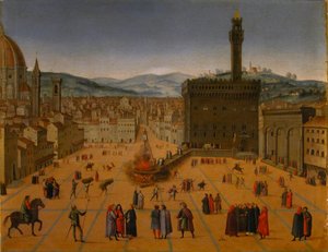 Girolamo Savonarolas kivégzése a firenzei Piazza della Signoria téren 1498-ban, 17. század elején... alkotó: Unbekannt