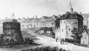 Globe Theatre, Bankside, Southwark right and the Bear Garden, c1597 1825 alkotó: Unbekannt