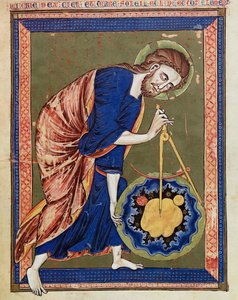 Isten, az isteni építész. Illumination from Bible moralisée, Codex Vindobonensis 2554, c.1250 (vellum) alkotó: Unbekannt