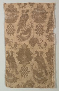 Aranymintás selyem sólymokkal és címertannal, 1360-1400. alkotó: Unbekannt