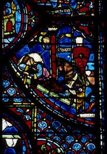 Gótikus építészet. Histoire de Charlemagne (részlet): Konstantin látomása (én, bizánci császár). Az északi ambuláns ólomüveg, abszidiális. Chartres-i katedrális. alkotó: Unbekannt