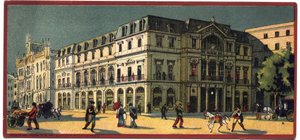 Grand hotelek: külső nézet az Avenida palotáról Lisszabonban, Portugáliában - A „Compagnie Internationale des Grands Hotels” szállodáit bemutató sorozat térképe, 19. század vége – 20. század eleje alkotó: Unbekannt